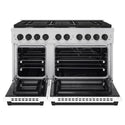 ZLINE Autograph Edition 48 in. 6.7 cu. ft. Paramount Double Oven Dual Fuel Range with 8 Burner Gas Cooktop in Stainless Steel with White Matte Doors and Matte Black Accents, Open Box-Great Condition