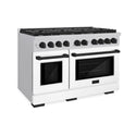 ZLINE Autograph Edition 48 in. 6.7 cu. ft. Paramount Double Oven Dual Fuel Range with 8 Burner Gas Cooktop in Stainless Steel with White Matte Doors and Matte Black Accents, Open Box-Good Condition