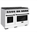 ZLINE Autograph Edition 48 in. 6.7 cu. ft. Paramount Double Oven Dual Fuel Range with 8 Burner Gas Cooktop in Stainless Steel with White Matte Doors and Matte Black Accents, Open Box-Good Condition