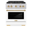 ZLINE Autograph Edition 30 in. 4.2 cu. ft. Paramount Gas Range with 4 Burner Cooktop and Convection Gas Oven in Stainless Steel with White Matte Door and Polished Gold Accents, Open Box-Good Condition
