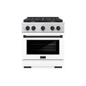 ZLINE Autograph Edition 30 in. 4.2 cu. ft. Paramount Gas Range with 4 Burner Cooktop and Convection Gas Oven in Stainless Steel with White Matte Door and Matte Black Accents, Open Box-Great Condition