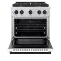 ZLINE Autograph Edition 30 in. 4.2 cu. ft. Paramount Gas Range with 4 Burner Cooktop and Convection Gas Oven in Stainless Steel with White Matte Door and Matte Black Accents, Open Box-Great Condition