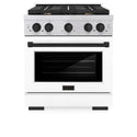ZLINE Autograph Edition 30 in. 4.2 cu. ft. Paramount Gas Range with 4 Burner Cooktop and Convection Gas Oven in Stainless Steel with White Matte Door and Matte Black Accents, Open Box-Great Condition