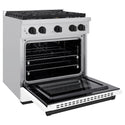 ZLINE Autograph Edition 30 in. 4.2 cu. ft. Paramount Gas Range with 4 Burner Cooktop and Convection Gas Oven in Stainless Steel with White Matte Door and Matte Black Accents, Open Box-Great Condition