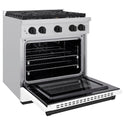 ZLINE Autograph Edition 30 in. 4.2 cu. ft. Paramount Gas Range with 4 Burner Cooktop and Convection Gas Oven in Stainless Steel with White Matte Door and Matte Black Accents, Open Box-Good Condition