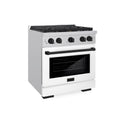 ZLINE Autograph Edition 30 in. 4.2 cu. ft. Paramount Gas Range with 4 Burner Cooktop and Convection Gas Oven in Stainless Steel with White Matte Door and Matte Black Accents, Open Box-Great Condition