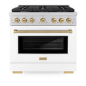 ZLINE Autograph Edition 36 in. 5.2 cu. ft. Paramount Dual Fuel Range with 6 Burner Gas Cooktop and Electric Convection Oven in Stainless Steel with White Matte Door and Champagne Bronze Accents, Open Box-Good Condition