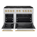 ZLINE Autograph Edition 48 in. 6.7 cu. ft. Paramount Double Oven Gas Range with 8 Burner Cooktop in Stainless Steel with White Matte Doors and Champagne Bronze Accents, Open Box-Good Condition