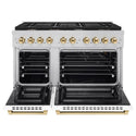 ZLINE Autograph Edition 48 in. 6.7 cu. ft. Paramount Double Oven Gas Range with 8 Burner Cooktop in Stainless Steel with White Matte Doors and Polished Gold Accents, Open Box-Good Condition