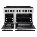 ZLINE Autograph Edition 48 in. 6.7 cu. ft. Paramount Double Oven Gas Range with 8 Burner Cooktop in Stainless Steel with White Matte Doors and Matte Black Accents, Open Box-Great Condition