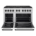 ZLINE Autograph Edition 48 in. 6.7 cu. ft. Paramount Double Oven Gas Range with 8 Burner Cooktop in Stainless Steel with White Matte Doors and Matte Black Accents, Open Box-Good Condition