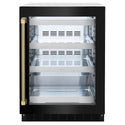 ZLINE Autograph Edition 24 in. Touchstone 151 Can Beverage Fridge with Black Stainless Steel Glass Door and Champagne Bronze Helix Handle (RBSOZ-BS-24-KCB)