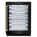 ZLINE Autograph Edition 24 in. Touchstone Dual Zone 44 Bottle Wine Cooler with Black Stainless Steel Glass Door and Polished Gold Helix Handle (RWDOZ-BS-24-KG)
