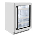 ZLINE Autograph Edition 24 in. Touchstone 151 Can Beverage Fridge With DuraSnow® Stainless Steel Glass Door And Matte Black Handle (RBSOZ-SN-24-MB)