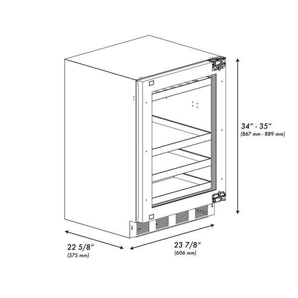 ZLINE 24 In. Touchstone Beverage Fridge with Panel-Ready Glass Door and Champagne Bronze Handle (RBSPOZ-24-CB)