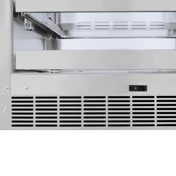 ZLINE Autograph Edition 24 in. Touchstone 151 Can Beverage Fridge With Satin Stainless Steel Glass Door And Champagne Bronze Handle (RBSOZ-SN-24-CB)