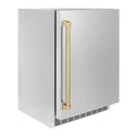 ZLINE Autograph Edition 24 in. Touchstone 151 Can Beverage Fridge With Solid Stainless Steel Door And Champagne Bronze Handle (RBSOZ-ST-24-CB)