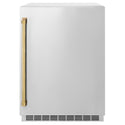 ZLINE Autograph Edition 24 in. Touchstone 151 Can Beverage Fridge With Solid Stainless Steel Door And Polished Gold Handle (RBSOZ-ST-24-G)