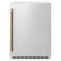 ZLINE Autograph Edition 24 in. Touchstone 151 Can Beverage Fridge with Solid Stainless Steel Door and Champagne Bronze Helix Handle (RBSOZ-ST-24-KCB)