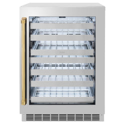 ZLINE 24 In. Touchstone Wine Cooler with Stainless Steel Glass Door and Polished Gold Handle (RWDOZ-GS-24-G)