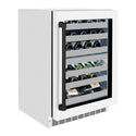 ZLINE Autograph Edition 24 in. Touchstone Dual Zone 44 Bottle Wine Cooler With White Matte Glass Door And Matte Black Handle (RWDOZ-WM-24-MB)