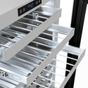 ZLINE Autograph Edition 24 in. Touchstone Dual Zone 44 Bottle Wine Cooler With White Matte Glass Door And Matte Black Handle (RWDOZ-WM-24-MB)
