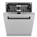 ZLINE Autograph Edition 24" Monument Series 3rd Rack Top Control Built-In Tall Tub Dishwasher in Fingerprint Resistant Stainless Steel with Matte Black Handle, 45dBa (DWMTZ-SN-24-MB)