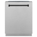 ZLINE Autograph Edition 24" Monument Series 3rd Rack Top Control Built-In Tall Tub Dishwasher in Fingerprint Resistant Stainless Steel with Matte Black Handle, 45dBa (DWMTZ-SN-24-MB)