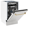 ZLINE Autograph Edition 18” Tallac Series 3rd Rack Top Control Built-In Dishwasher in Fingerprint Resistant Stainless Steel with Champagne Bronze Handle, 51dBa (DWVZ-SN-18-CB)