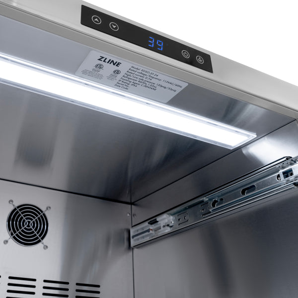 ZLINE Autograph Edition 24 in. Touchstone 168 Can Outdoor-Rated Dual Refrigerator Drawer with Satin Stainless Steel Doors and Matte Black Handles (RDSOZ-SN-24-MB)