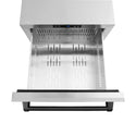 ZLINE Autograph Edition 24 in. Touchstone 168 Can Outdoor-Rated Dual Refrigerator Drawer with Satin Stainless Steel Doors and Matte Black Handles (RDSOZ-SN-24-MB)