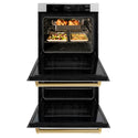 ZLINE 30 in. Autograph Edition Professional True Convection Double Wall Oven with Air Fry and Self Clean in Satin Stainless Steel with Polished Gold Handles (WADSZ-30-G)