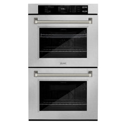 ZLINE Autograph Edition 30 in. Professional True Convection Double Wall Oven with Air Fry and Self Clean in Satin Stainless Steel with Polished Nickel Helix Handles (WADSZ-30-KPN)
