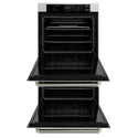 ZLINE Autograph Edition 30 in. Professional True Convection Double Wall Oven with Air Fry and Self Clean in Satin Stainless Steel with Polished Nickel Helix Handles (WADSZ-30-KPN)