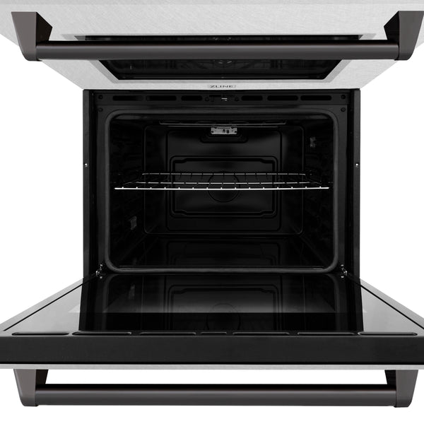 ZLINE 30 in. Autograph Edition Professional True Convection Double Wall Oven with Air Fry and Self Clean in Satin Stainless Steel with Matte Black Handles (WADSZ-30-MB)