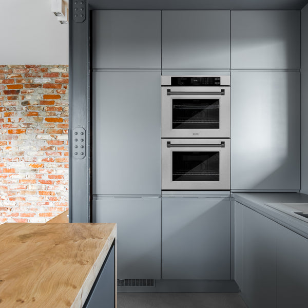 ZLINE 30 in. Autograph Edition Professional True Convection Double Wall Oven with Air Fry and Self Clean in Satin Stainless Steel with Matte Black Handles (WADSZ-30-MB)
