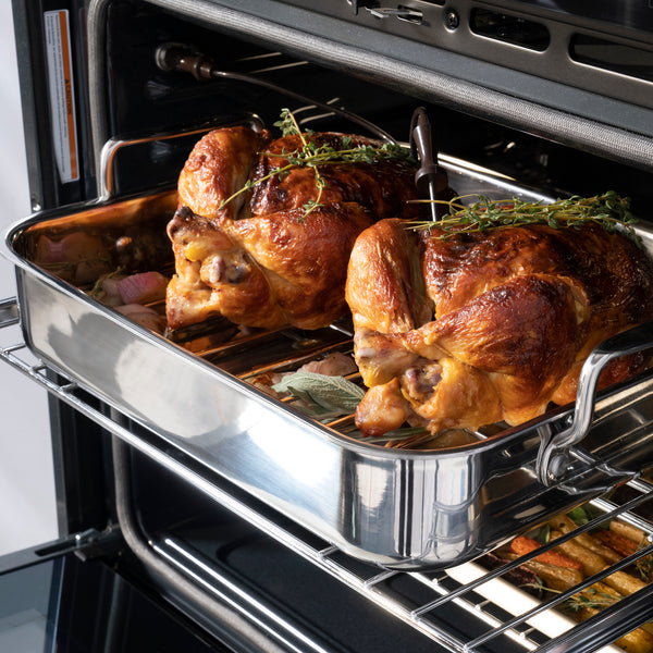 ZLINE 30 in. Autograph Edition Professional True Convection Single Wall Oven with Air Fry and Self Clean in Satin Stainless Steel with Champagne Bronze Handle (WASSZ-30-CB)