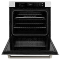 ZLINE Autograph Edition 30 in. Professional True Convection Single Wall Oven with Air Fry and Self Clean in Satin Stainless Steel with Polished Nickel Helix Handle (WASSZ-30-KPN)