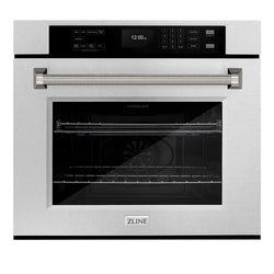 ZLINE Autograph Edition 30 in. Professional True Convection Single Wall Oven with Air Fry and Self Clean in Satin Stainless Steel with Polished Nickel Helix Handle (WASSZ-30-KPN)