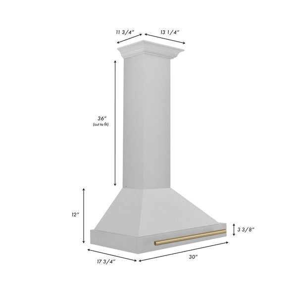 ZLINE 30 in. Autograph Edition Convertible Fingerprint Resistant Satin Stainless Steel Range Hood with Champagne Bronze Handle (KB4SNZ-30-CB)