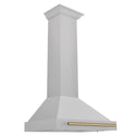 ZLINE 30 in. Autograph Edition Convertible Fingerprint Resistant Satin Stainless Steel Range Hood with Champagne Bronze Handle (KB4SNZ-30-CB)