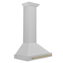 ZLINE 30 in. Autograph Edition Convertible Fingerprint Resistant Satin Stainless Steel Range Hood with Champagne Bronze Handle (KB4SNZ-30-CB)