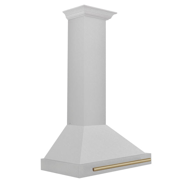 ZLINE 30 in. Autograph Edition Convertible Fingerprint Resistant Satin Stainless Steel Range Hood with Champagne Bronze Handle (KB4SNZ-30-CB)