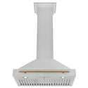 ZLINE 30 in. Autograph Edition Convertible Fingerprint Resistant Satin Stainless Steel Range Hood with Champagne Bronze Handle (KB4SNZ-30-CB)
