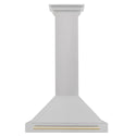ZLINE 30 in. Autograph Edition Convertible Fingerprint Resistant Satin Stainless Steel Range Hood with Polished Gold Handle (KB4SNZ-30-G)