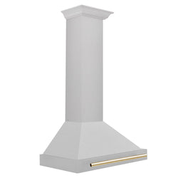 ZLINE 30 in. Autograph Edition Convertible Fingerprint Resistant Satin Stainless Steel Range Hood with Polished Gold Handle (KB4SNZ-30-G)