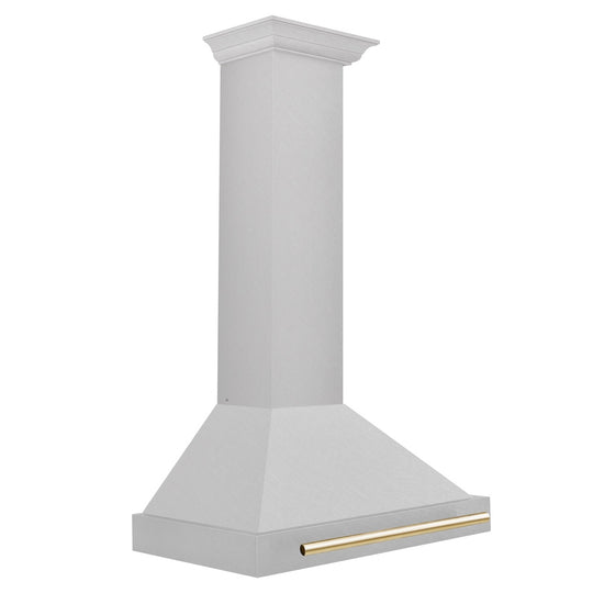 ZLINE 30 in. Autograph Edition Convertible Fingerprint Resistant Satin Stainless Steel Range Hood with Polished Gold Handle (KB4SNZ-30-G)
