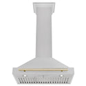 ZLINE 30 in. Autograph Edition Convertible Fingerprint Resistant Satin Stainless Steel Range Hood with Polished Gold Handle (KB4SNZ-30-G)