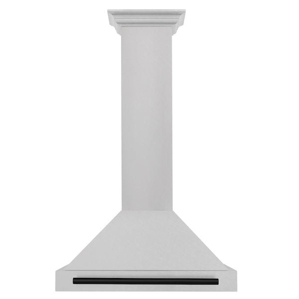 ZLINE Autograph Edition 30 in. Convertible Satin Stainless Steel Wall Mount Range Hood with Matte Black Handle (KB4SNZ-30-MB)