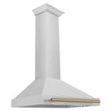 ZLINE 36 in. Autograph Edition Convertible Fingerprint Resistant Satin Stainless Steel Range Hood with Champagne Bronze Handle (KB4SNZ-36-CB)